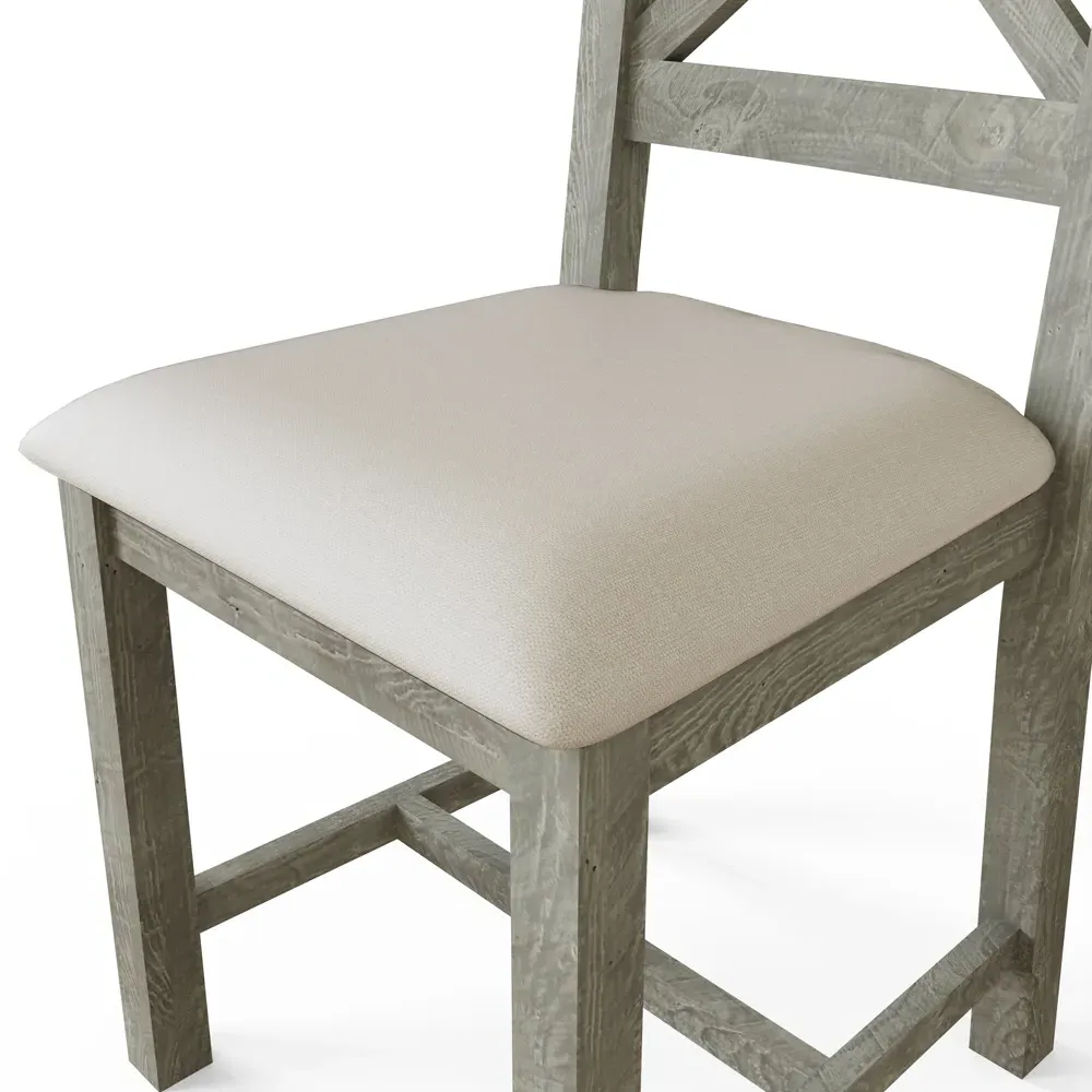 Bowood Set of 2 Reclaimed Pine Dining Chairs - Cream