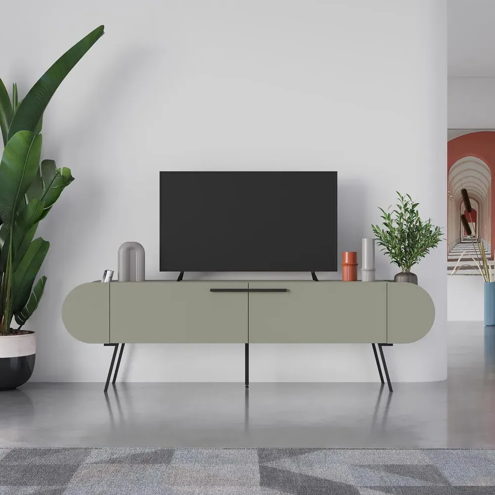 Capsule 2 Door TV Unit Stand with Storage - Green