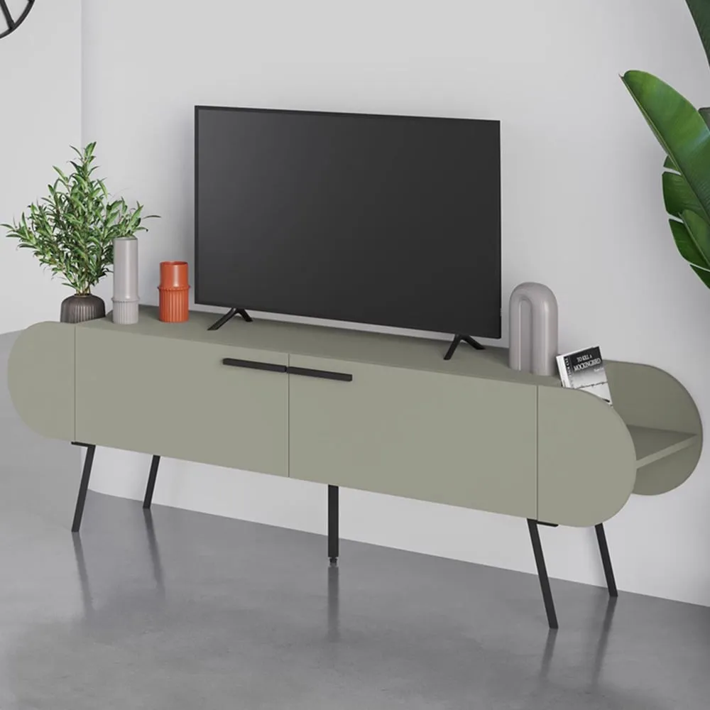 Capsule 2 Door TV Unit Stand with Storage - Green image