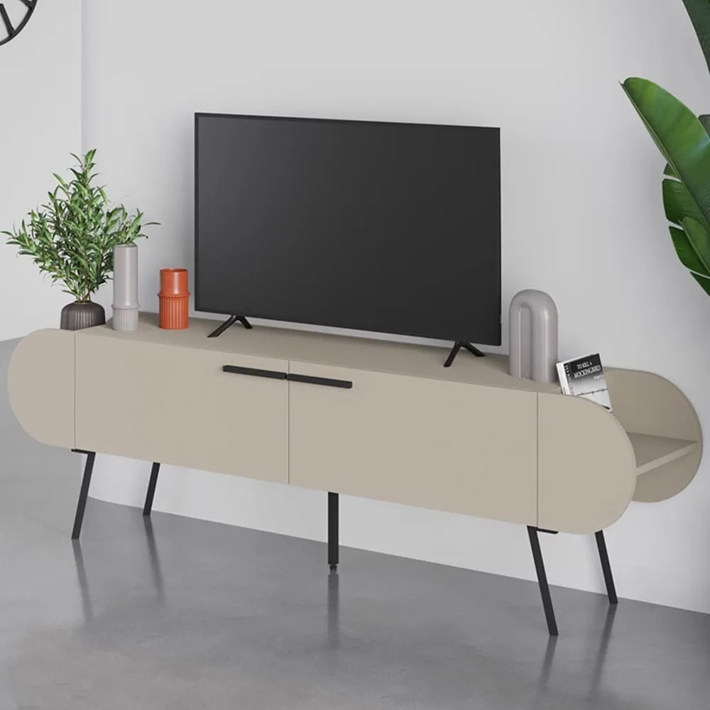 Capsule 2 Door TV Unit Stand with Storage - Sandstone