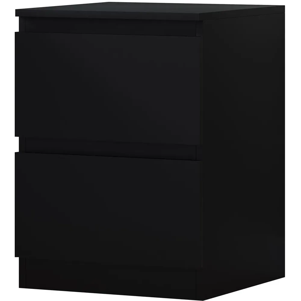 Carlton 2 Drawer Bedside Table - Black