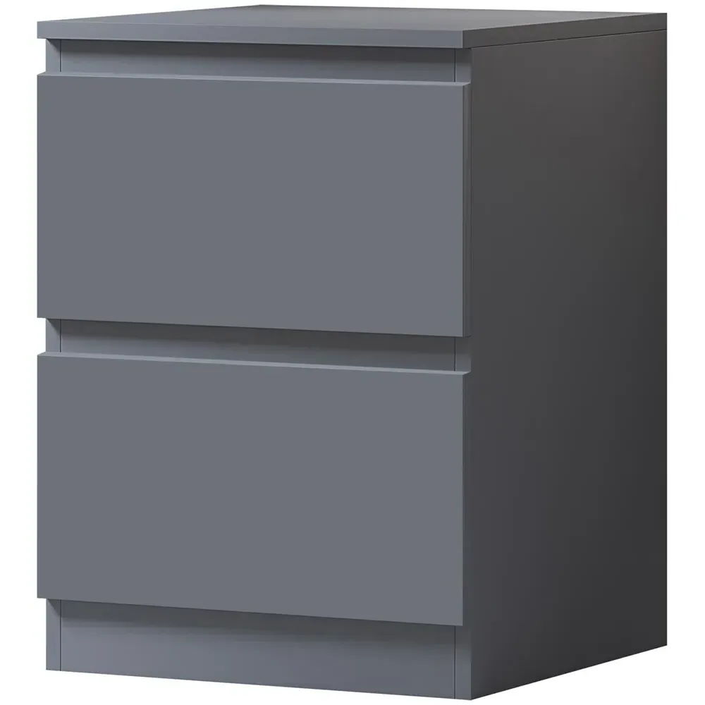 Carlton 2 Drawer Bedside Table - Grey