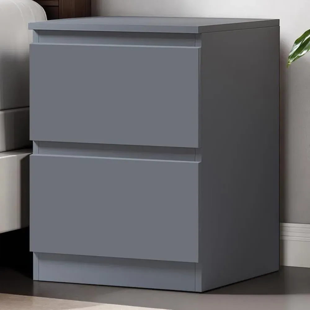 Carlton 2 Drawer Bedside Table - Grey