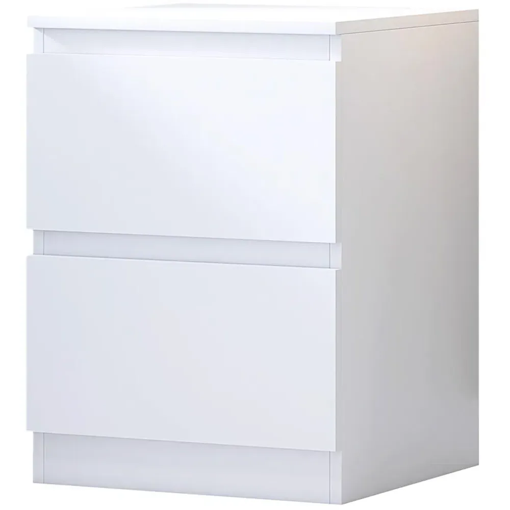 Carlton 2 Drawer Bedside Table - White