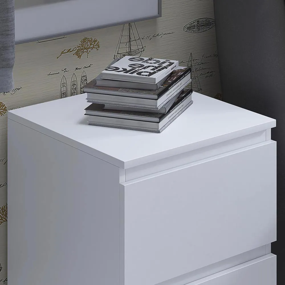 Carlton 2 Drawer Bedside Table - White