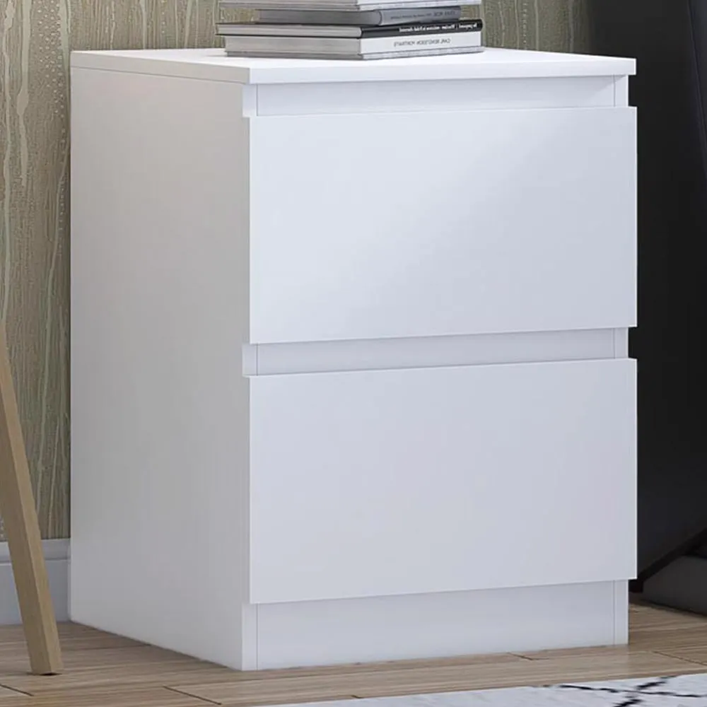 Carlton 2 Drawer Bedside Table - White