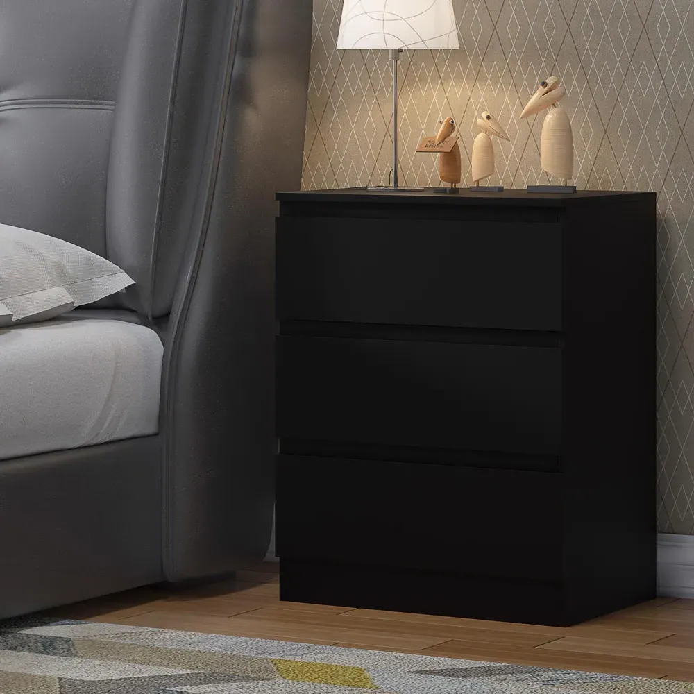 Carlton 3 Drawer Chest of Drawers - Black