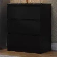 Carlton 3 Drawer Chest of Drawers - Black
