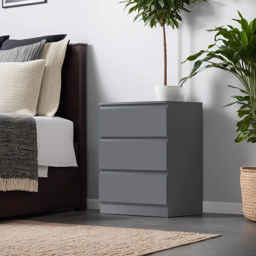 Carlton 3 Drawer Chest of Drawers - Grey