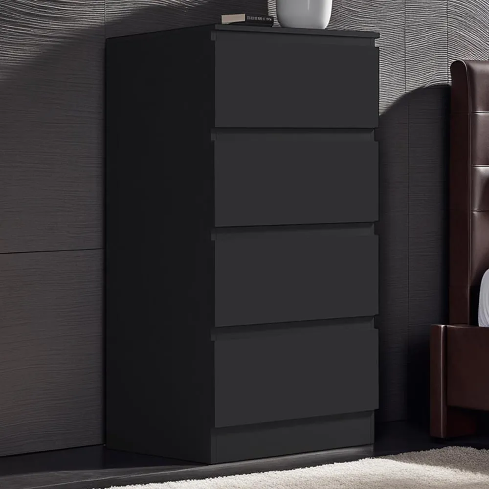 Carlton 4 Drawer Chest of Drawers - Black