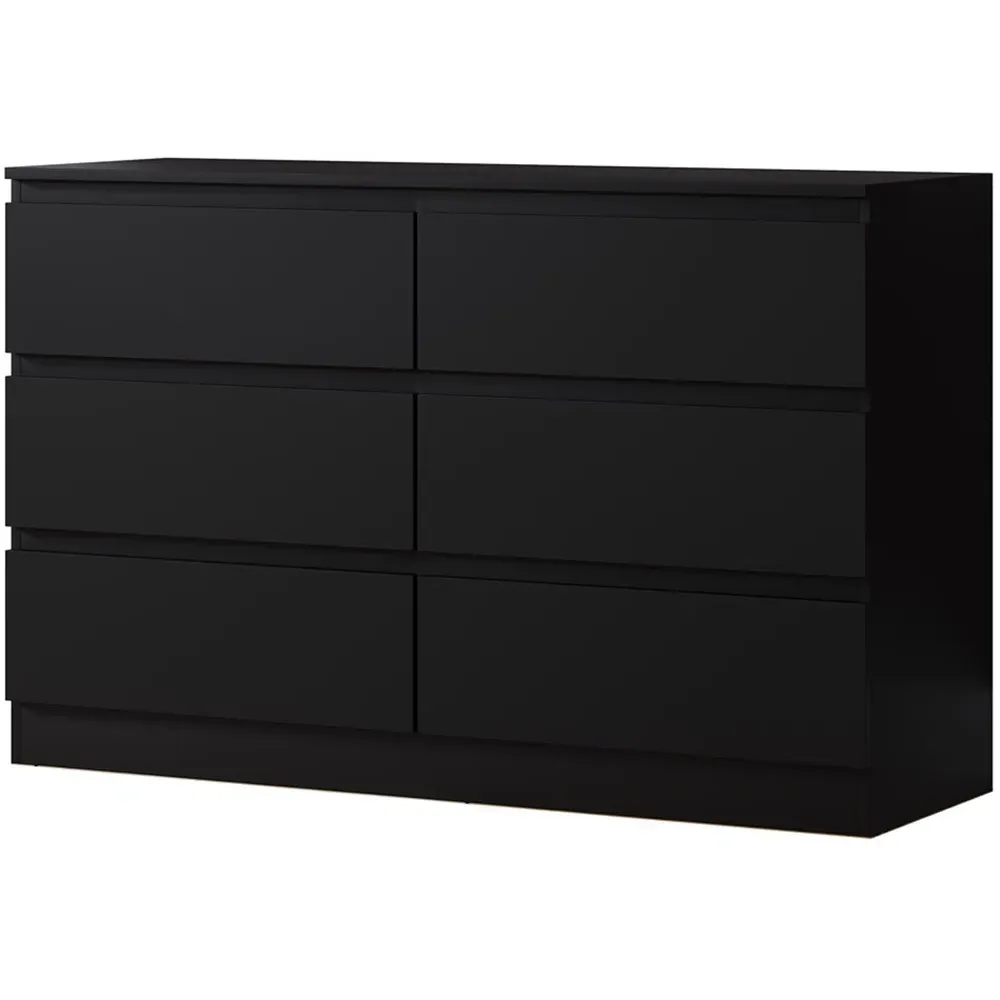 Carlton 6 Drawer Chest of Drawers - Black