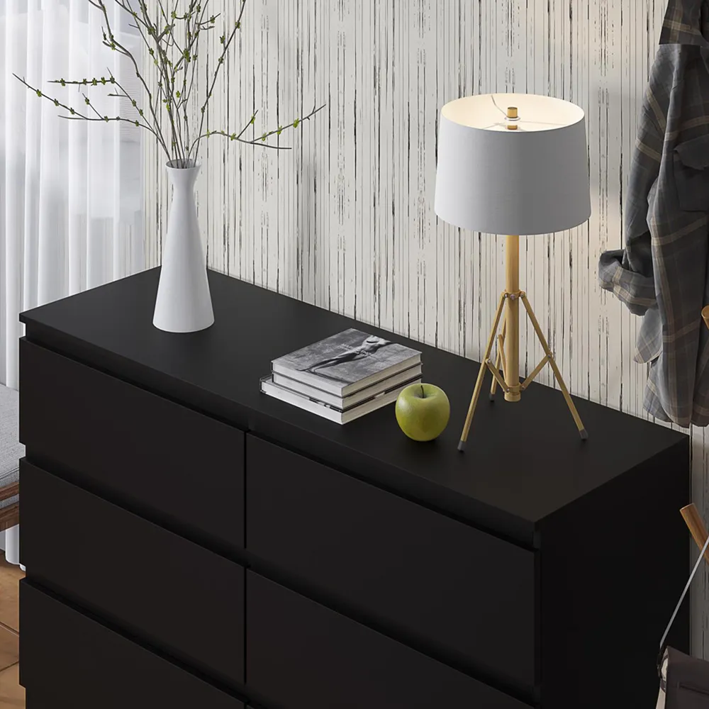 Carlton 6 Drawer Chest of Drawers - Black