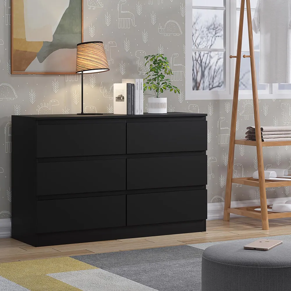 Carlton 6 Drawer Chest of Drawers - Black