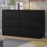 Carlton 6 Drawer Chest of Drawers - Black