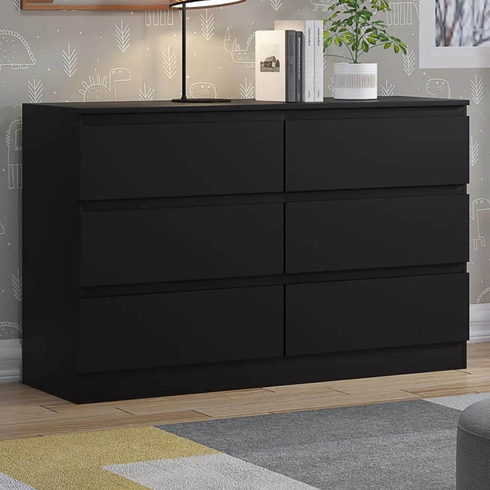Carlton 6 Drawer Chest of Drawers - Black