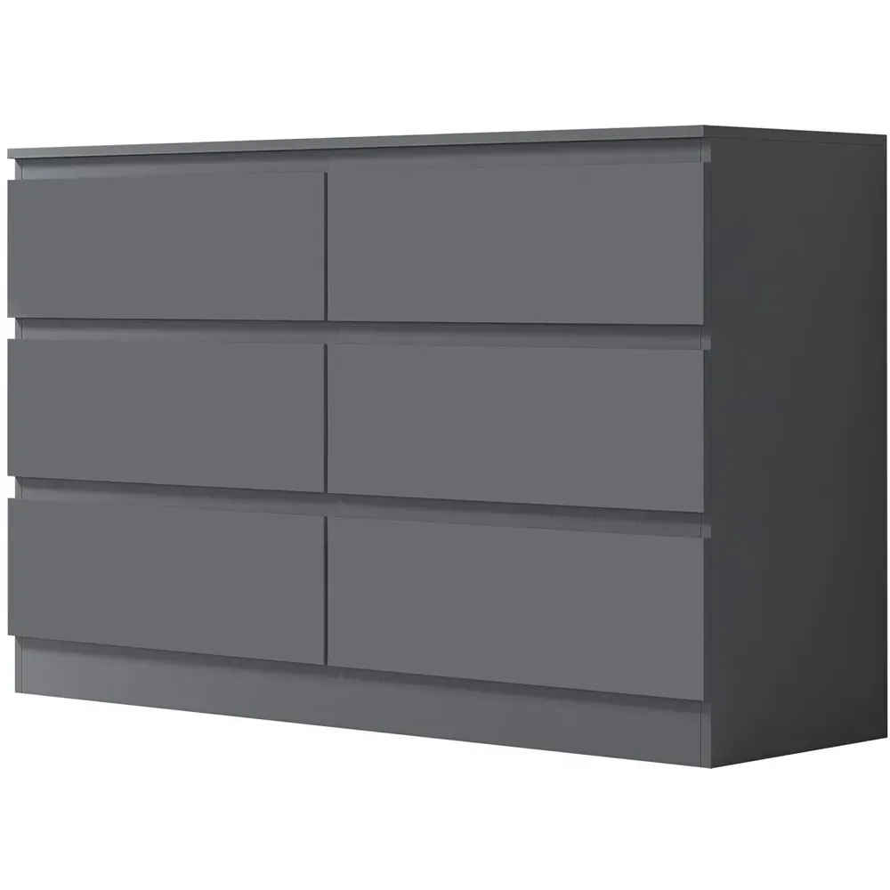 Carlton 6 Drawer Chest of Drawers - Grey