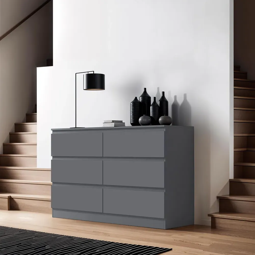 Carlton 6 Drawer Chest of Drawers - Grey