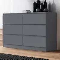 Carlton 6 Drawer Chest of Drawers - Grey