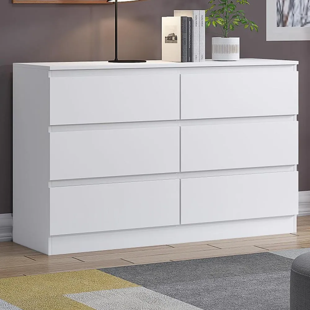 Carlton 6 Drawer Chest of Drawers - White