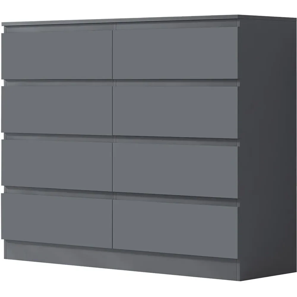 Carlton 8 Drawer Chest of Drawers - Grey