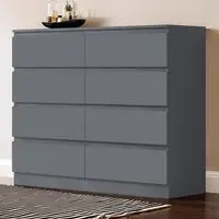 Carlton 8 Drawer Chest of Drawers - Grey
