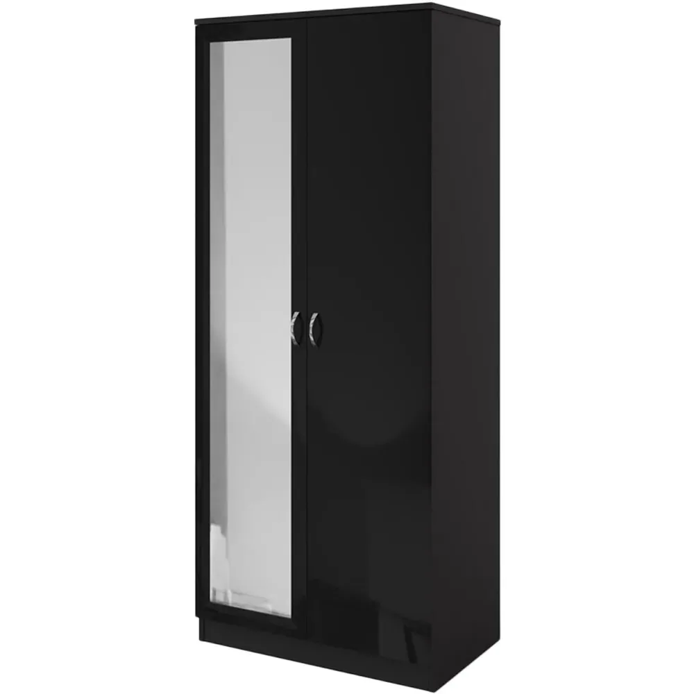 Chilton 2 Door Mirrored Wardrobe - Black