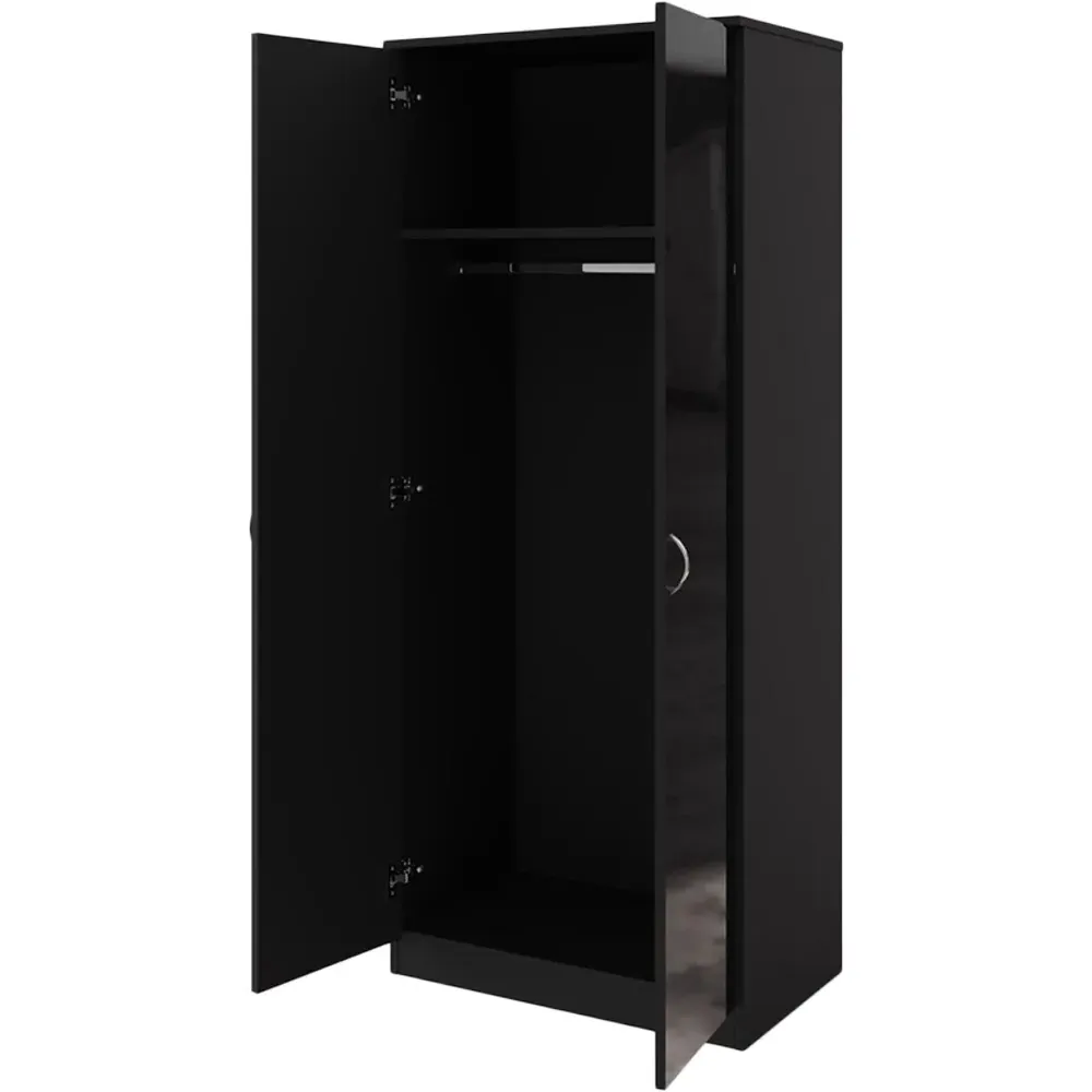 Chilton 2 Door Mirrored Wardrobe - Black