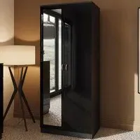 Chilton 2 Door Mirrored Wardrobe - Black