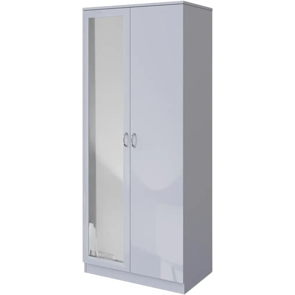 Chilton 2 Door Mirrored Wardrobe - Grey