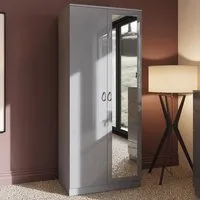 Chilton 2 Door Mirrored Wardrobe - Grey