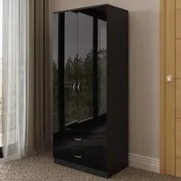 Chilton 2 Door Wardrobe with Drawers - Black