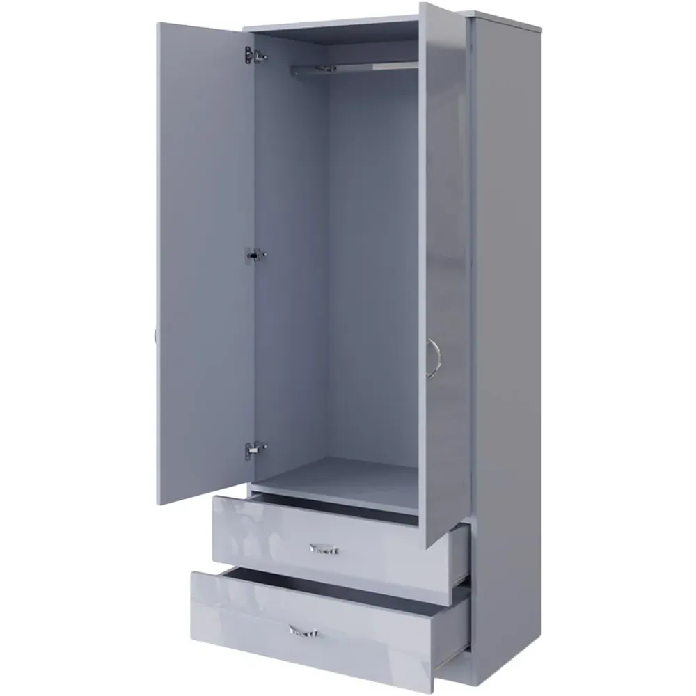 Chilton 2 Door Wardrobe with Drawers - Grey