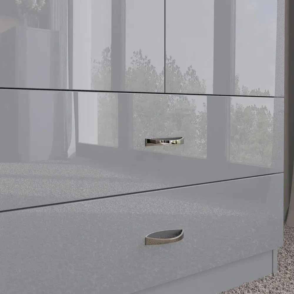 Chilton 2 Door Wardrobe with Drawers - Grey