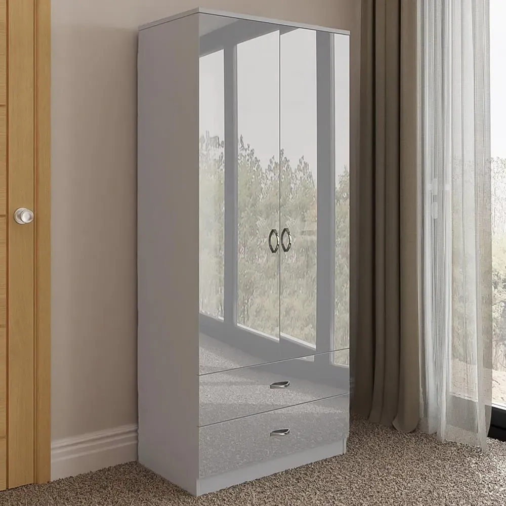 Chilton 2 Door Wardrobe with Drawers - Grey