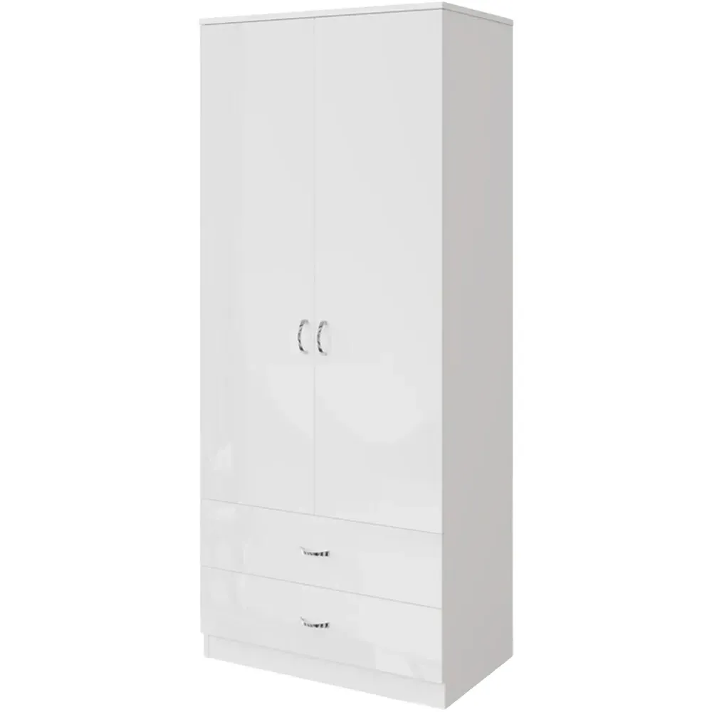 Chilton 2 Door Wardrobe with Drawers - White