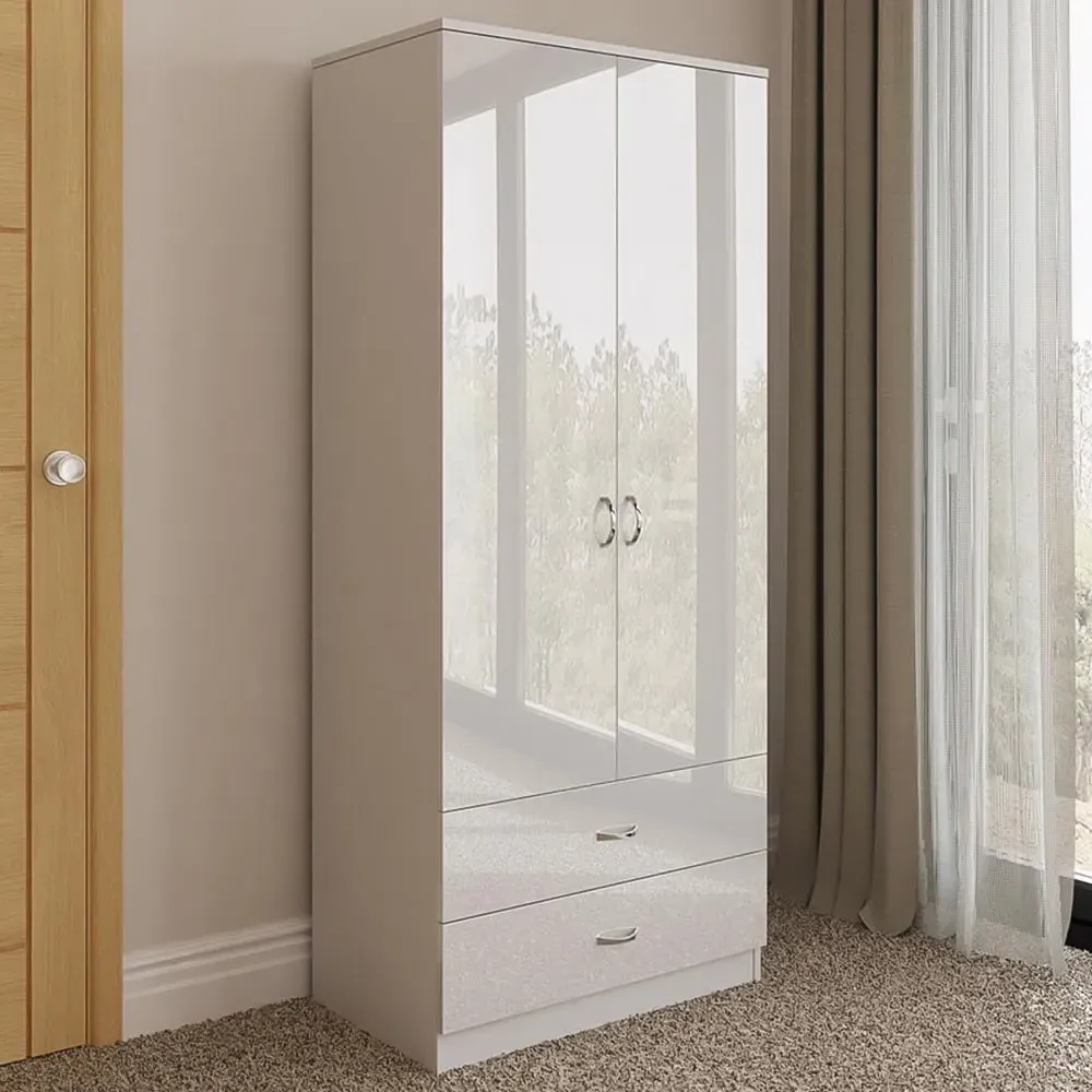 Chilton 2 Door Wardrobe with Drawers - White
