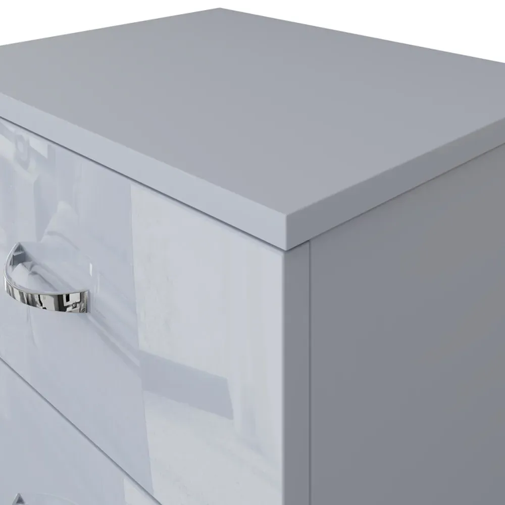 Chilton 2 Drawer Bedside Table - Grey, Gloss
