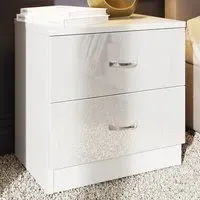 Chilton 2 Drawer Bedside Table - White, Gloss