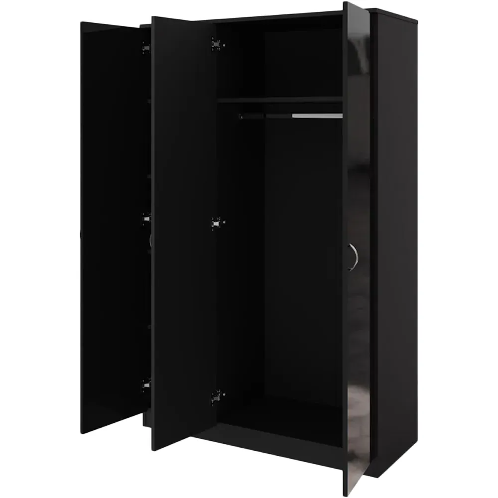 Chilton 3 Door Mirrored Wardrobe - Black Gloss