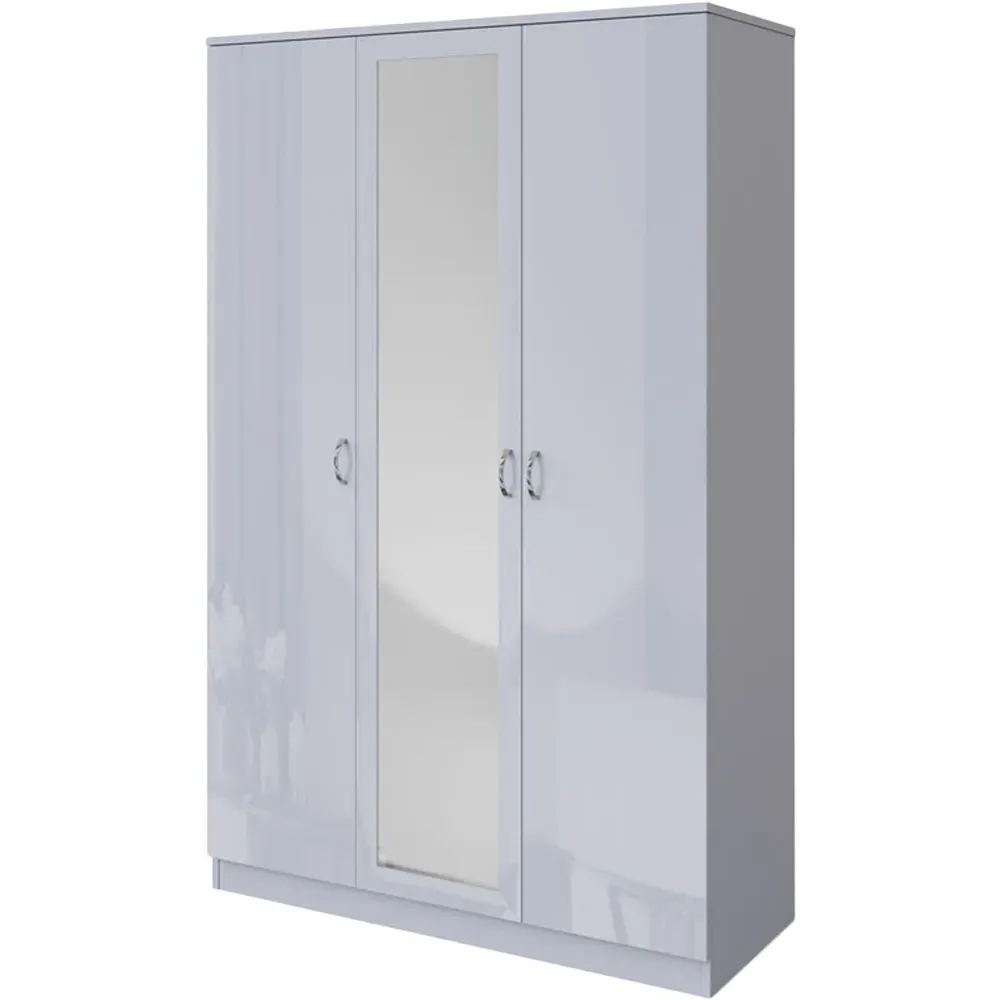 Chilton 3 Door Wardrobe with Mirror Door - Grey