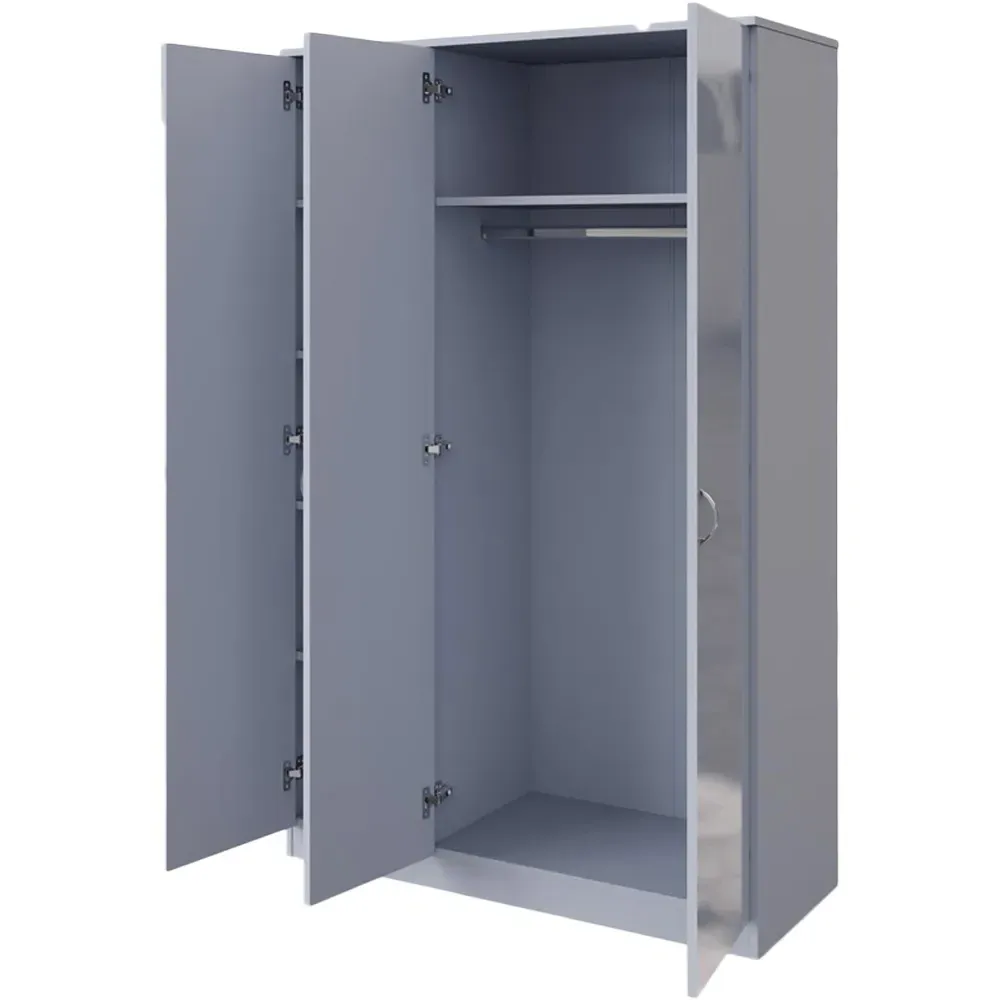 Chilton 3 Door Wardrobe with Mirror Door - Grey