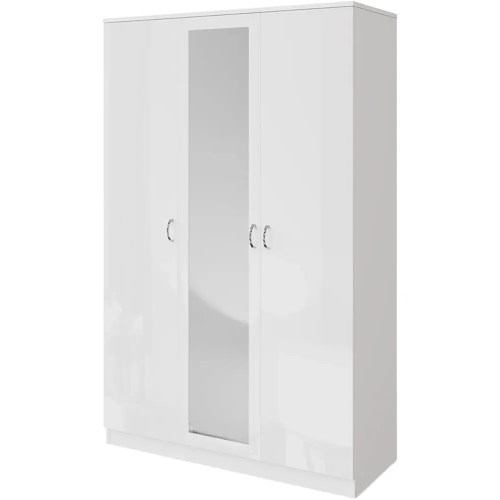 Chilton 3 Door Wardrobe with Mirror Door - White