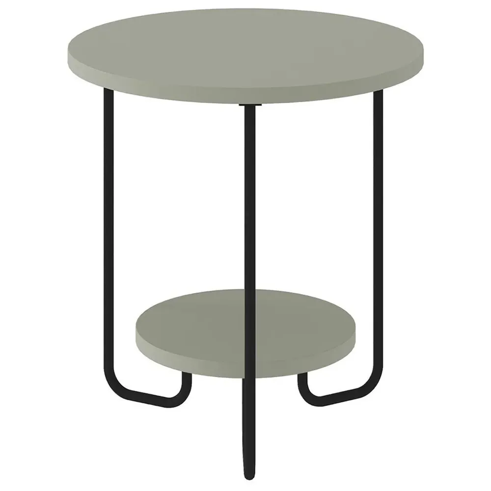 Corro 2 Tier Round Side Table with Storage - Green
