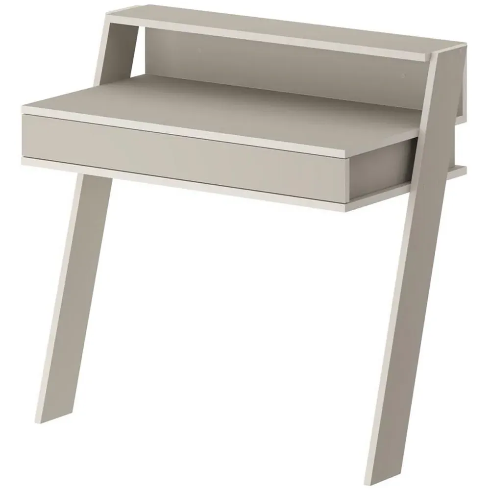 Cowork Wall Mounted Desk with Drawer and Shelf - Cream