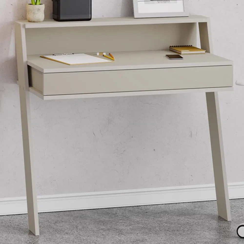 Cowork Wall Mounted Desk with Drawer and Shelf - Cream image