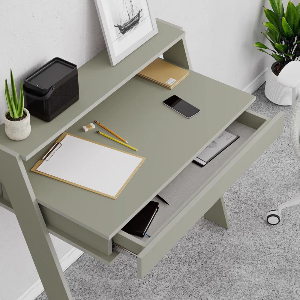 Cowork Wall Mounted Desk with Drawer and Shelf - Green