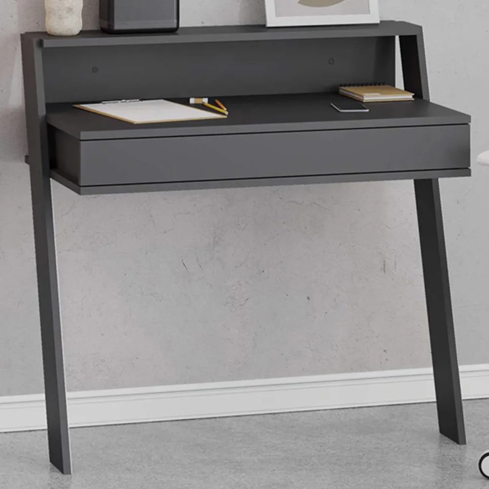 Cowork Wall Mounted Desk with Drawer and Shelf - Grey