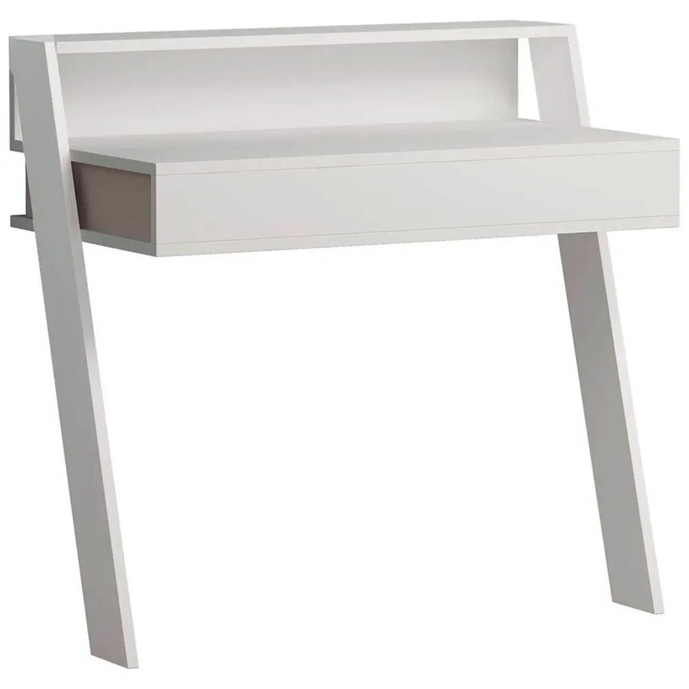 Cowork Wall Mounted Desk with Drawer and Shelf - White