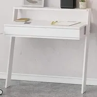 Cowork Wall Mounted Desk with Drawer and Shelf - White