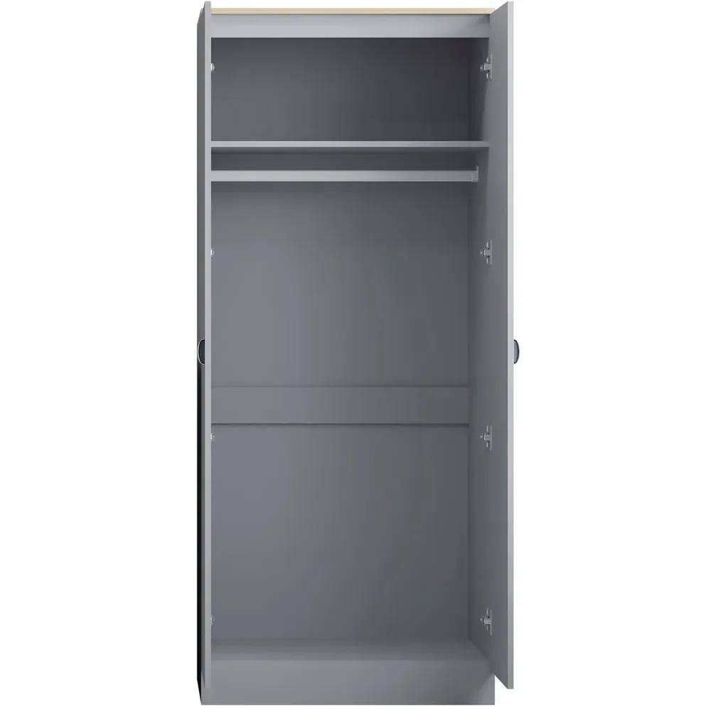Esher 2 Door Wardrobe - Grey, Oak
